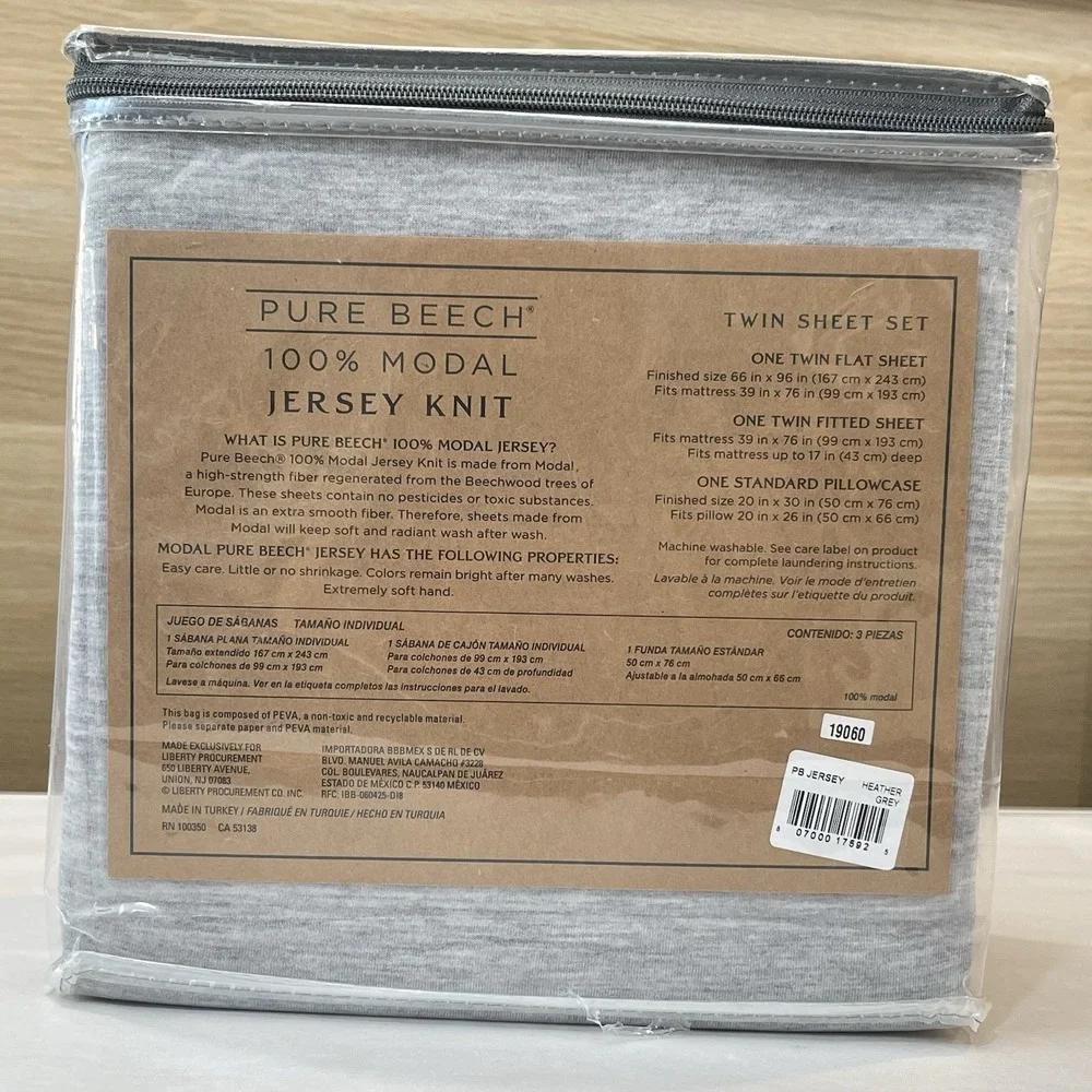 Pure Beech Modal Jersey Knit Twin Sheet Set Grey Soft HTF Discontinued NIP